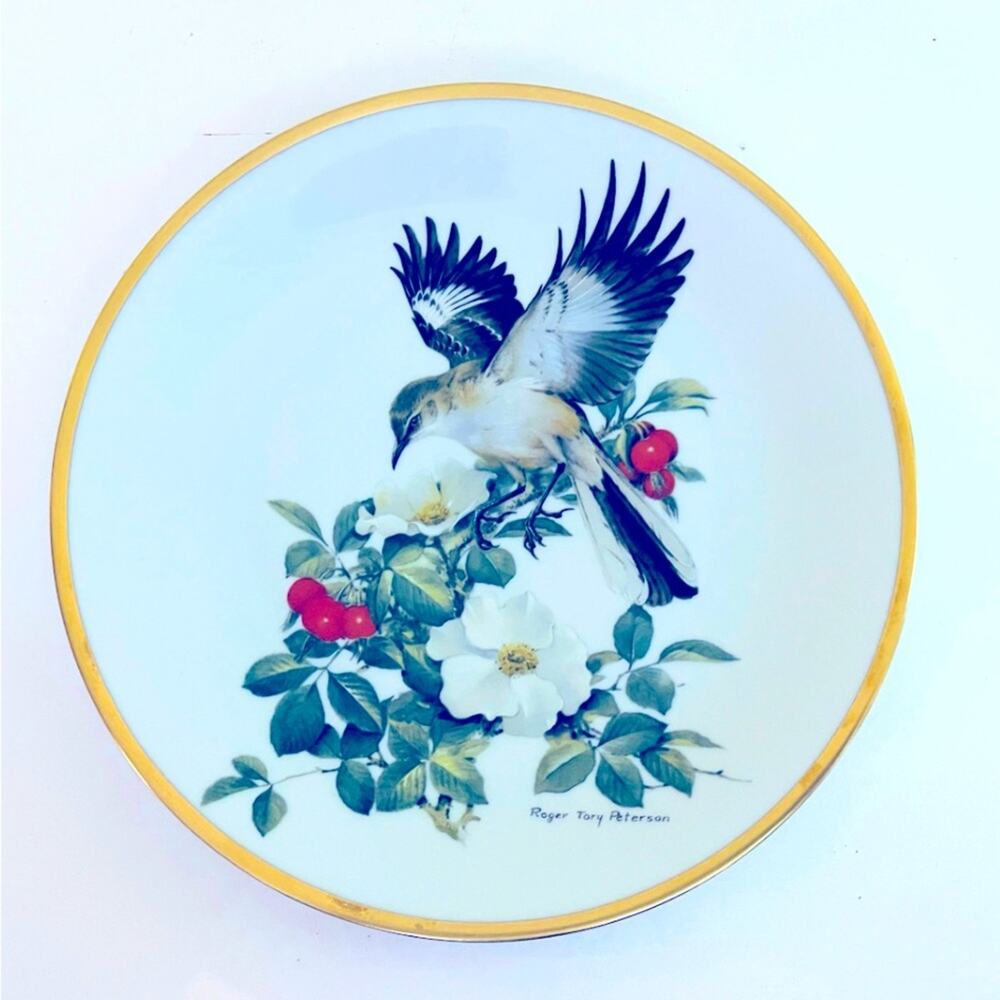 80s Vtg Georges Boyer Limoges Plate MOCKINGBIRD Songbirds Roger Tory Peterson